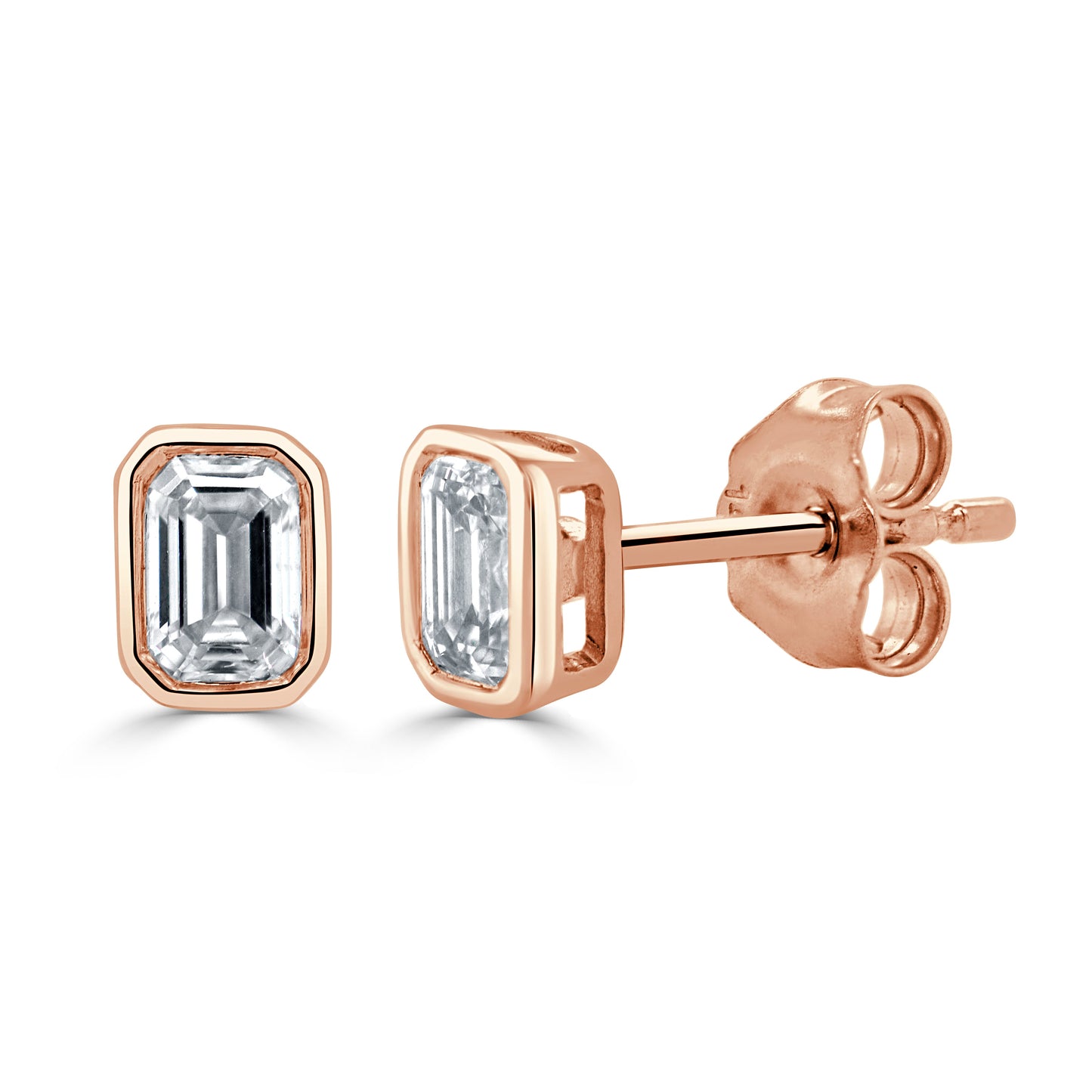 14K Gold & Emerald-Cut Diamond Stud Earrings - 0.49ct