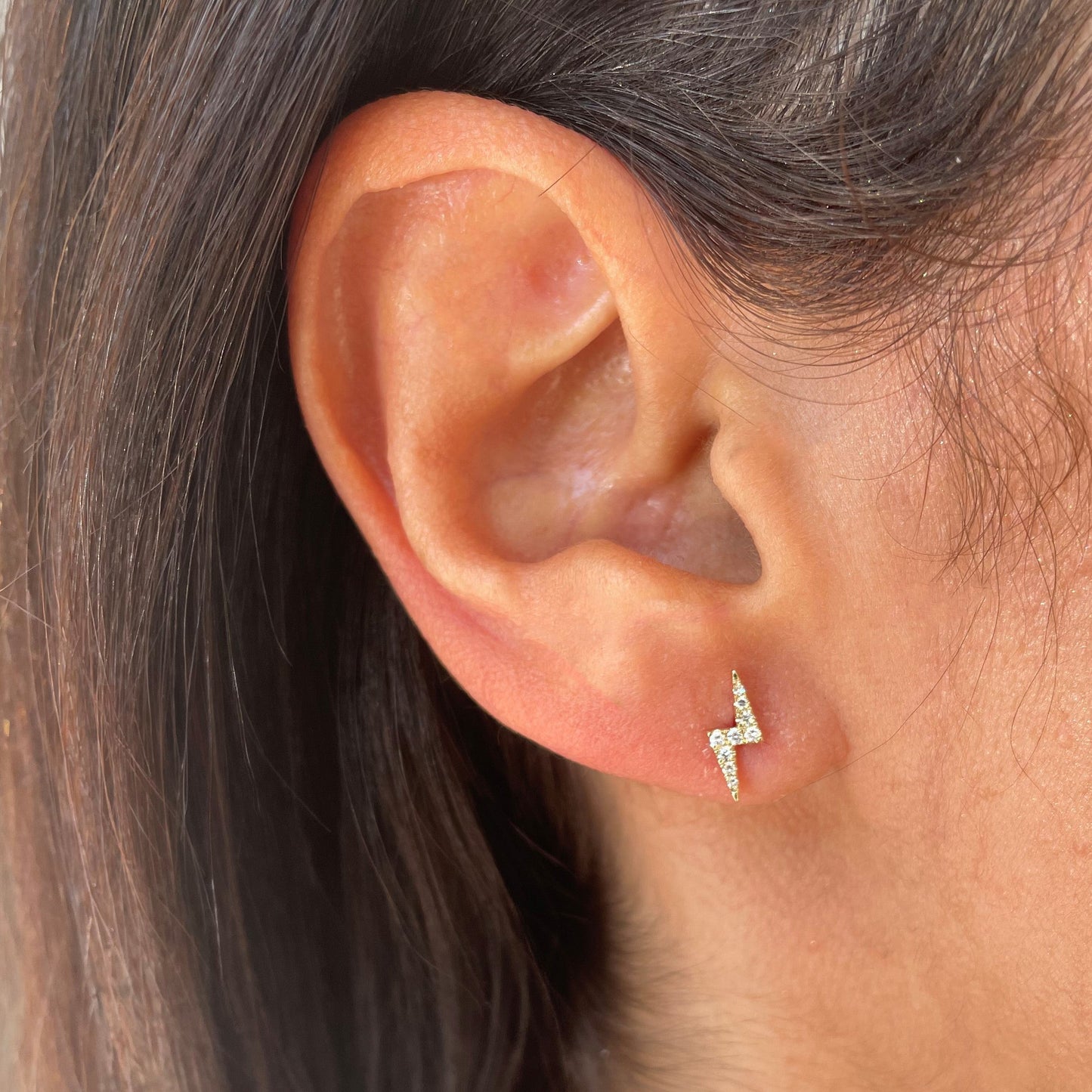 14k Gold & Diamond Lightning Bolt Stud Earrings- 0.11ct.