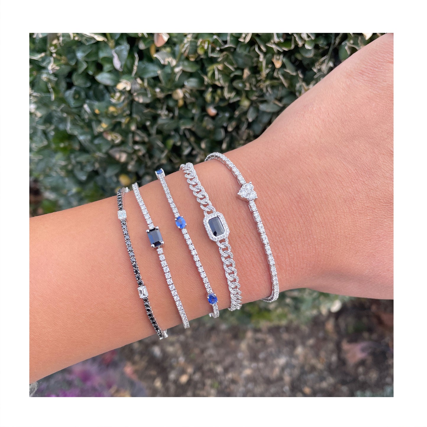 14k Gold Diamond & Sapphire Tennis Bracelet