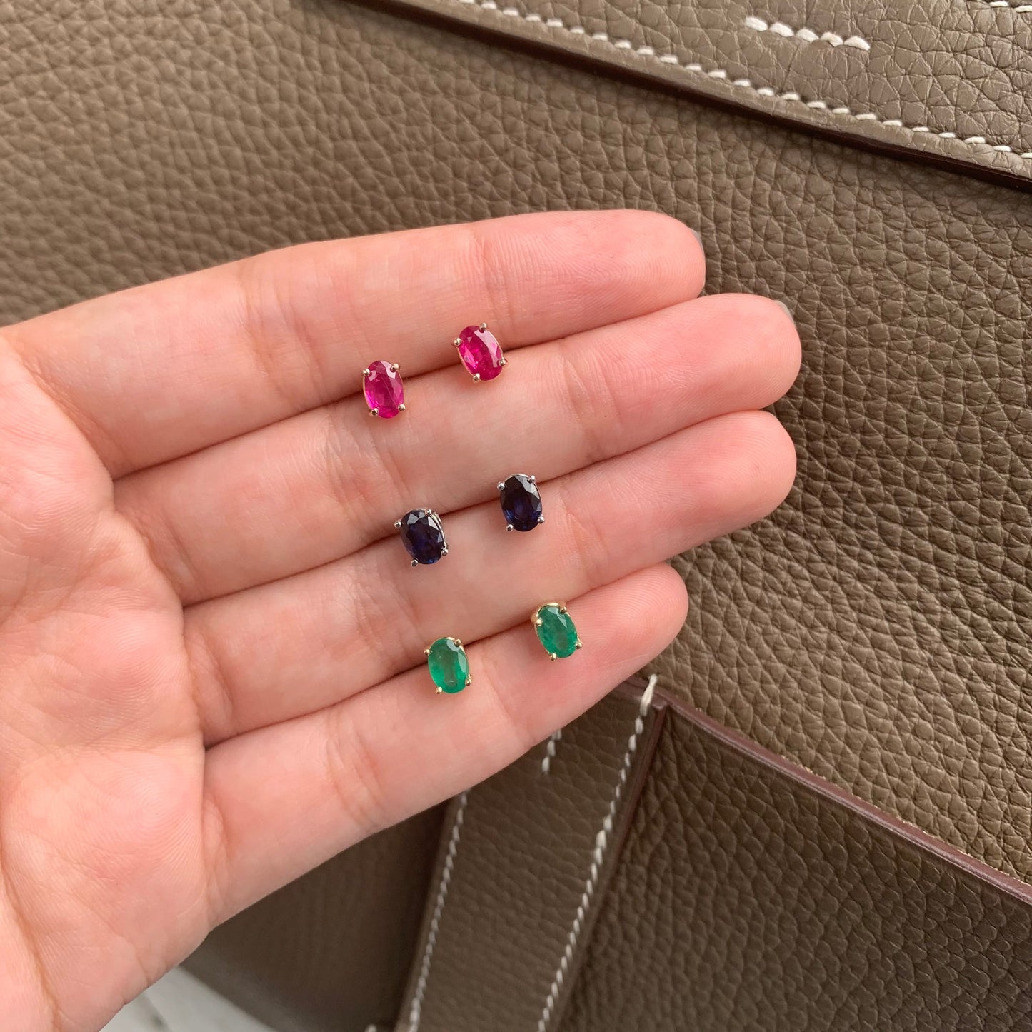 14k Gold & Sapphire Oval Studs - 1.00ct