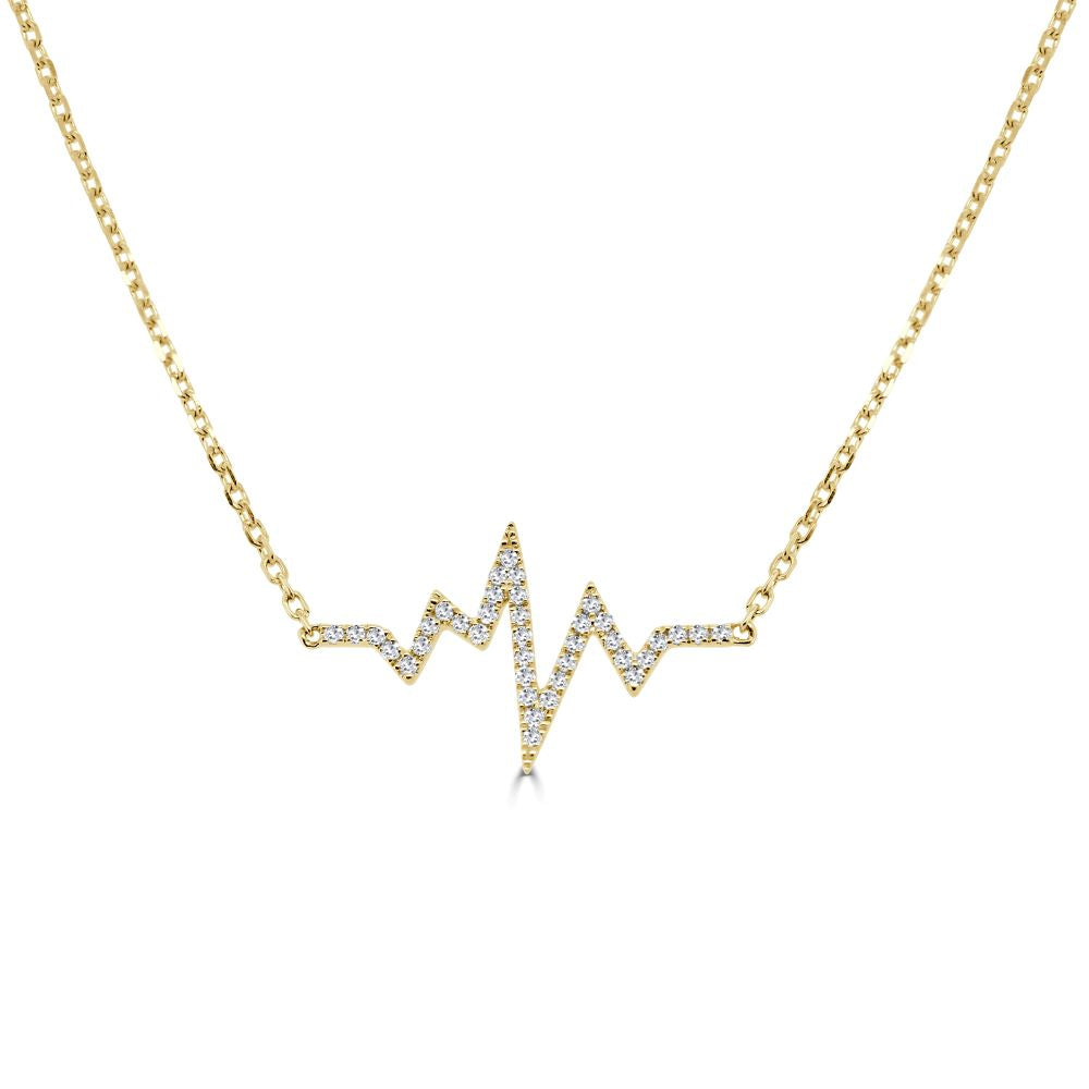 14K Gold & Diamond Heart Beat Necklace-0.12 ct.