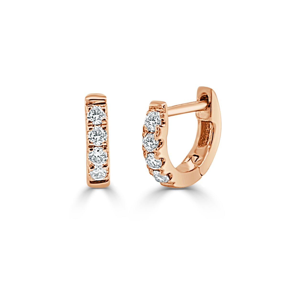 14k Gold & Diamond Tiny Huggie Earrings - 0.12ct