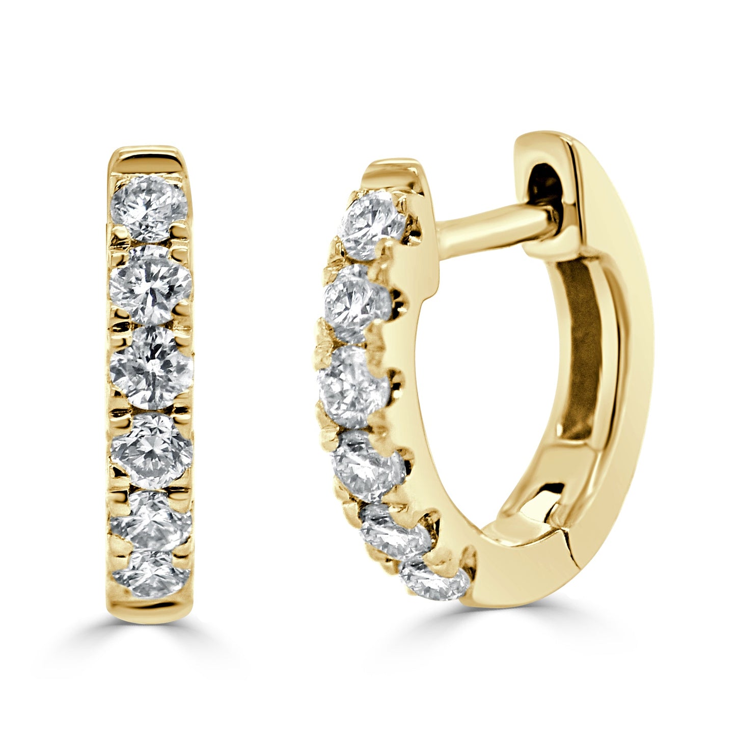 14k Gold & Diamond Huggie Earrings- 0.18ct.