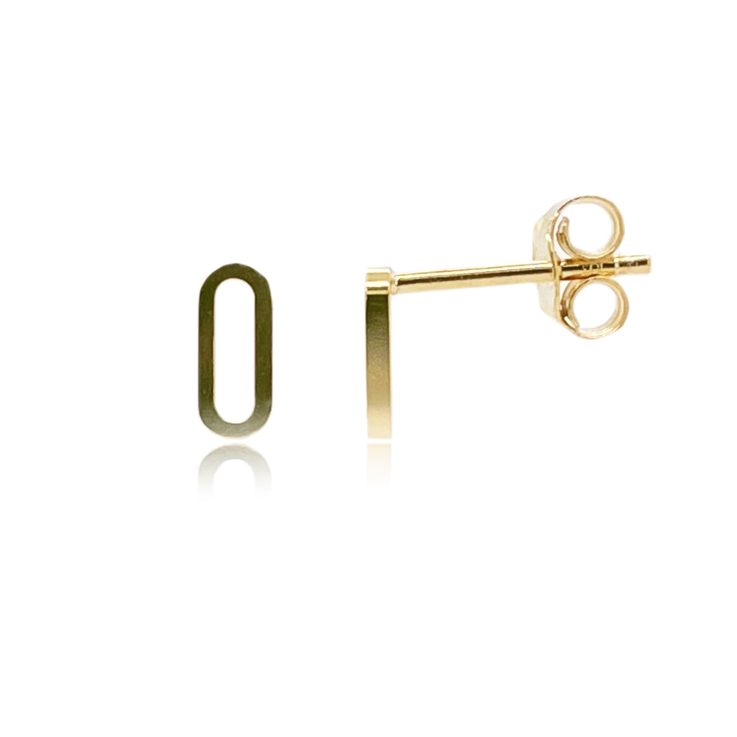 14k Gold Paperclip Link Stud Earrings
