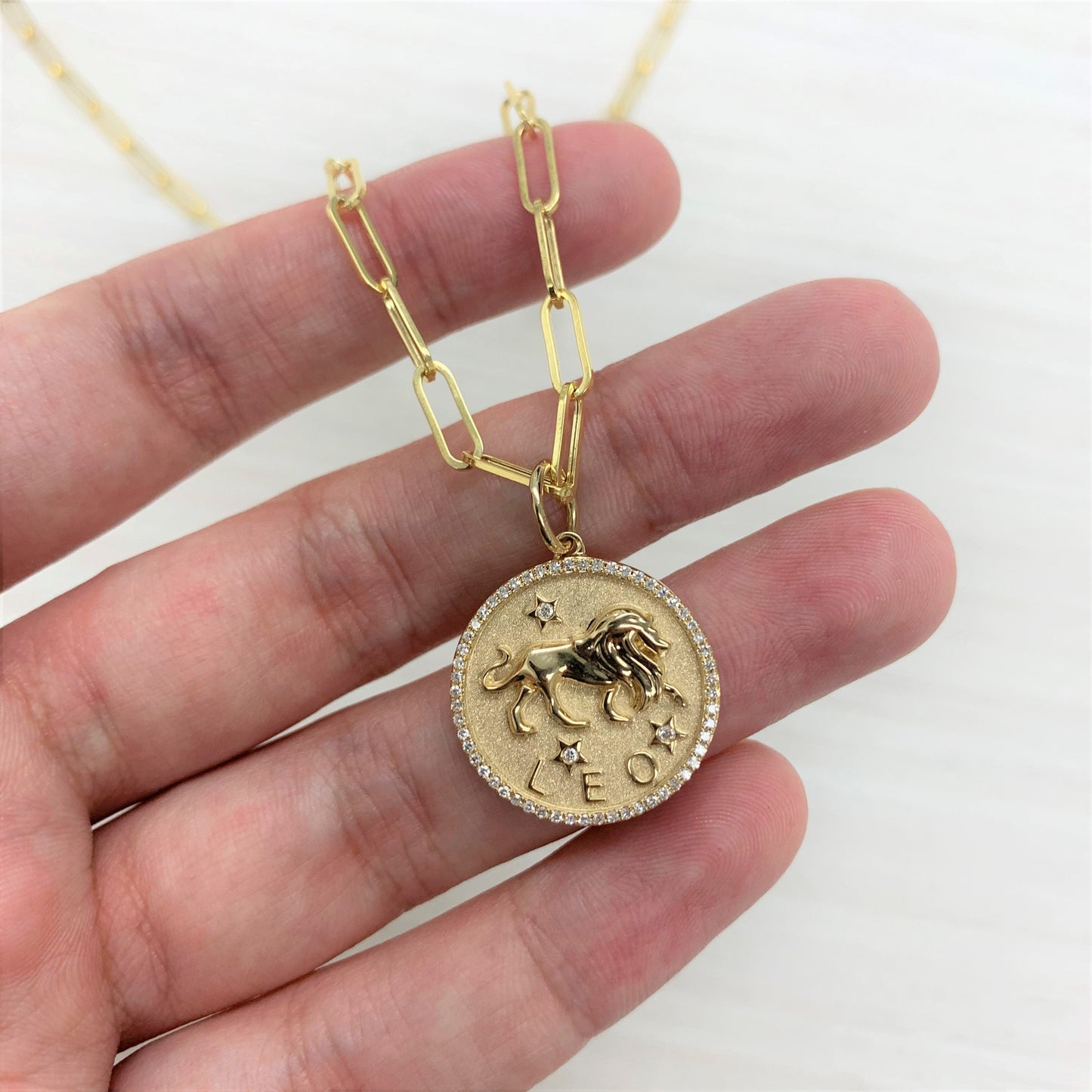 14k Gold & Diamond Zodiac Charm - Leo - 0.20ct