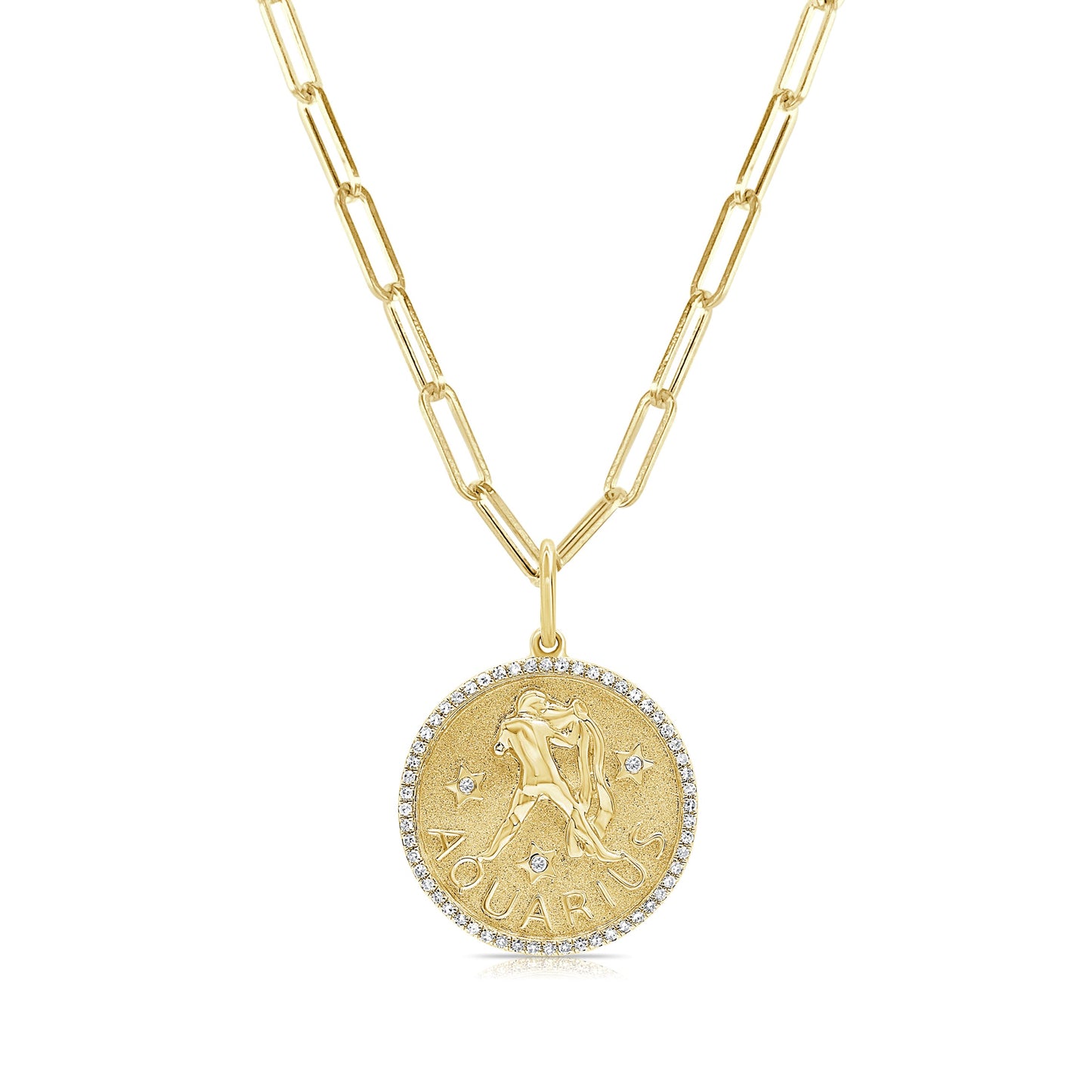 14k Gold & Diamond Zodiac Charm - Aquarius - 0.20ct