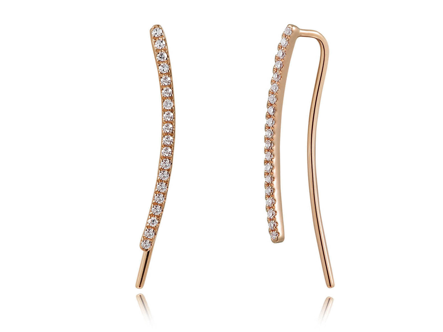 14k Gold & Diamond Ear Climber Earrings - 0.12ct