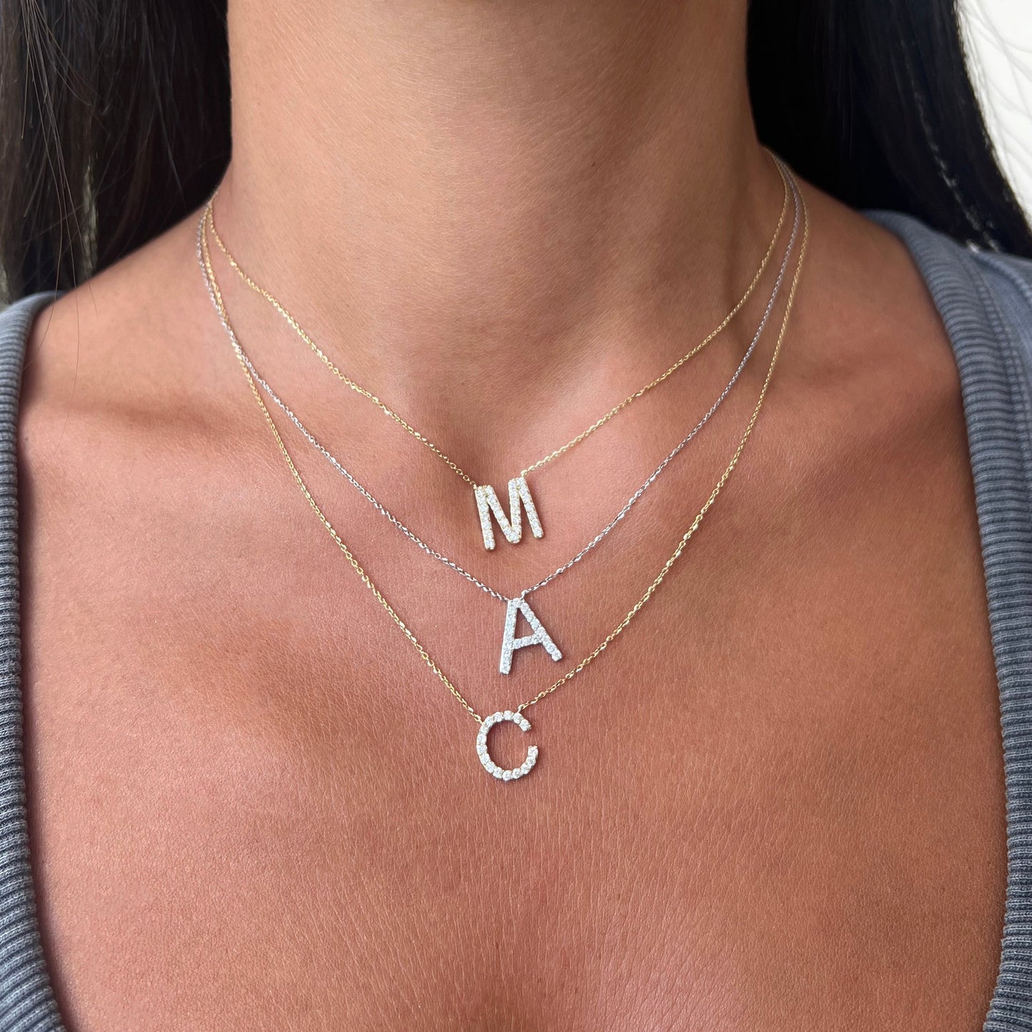 14K Gold & Diamond Initial Necklace - 0.25ct