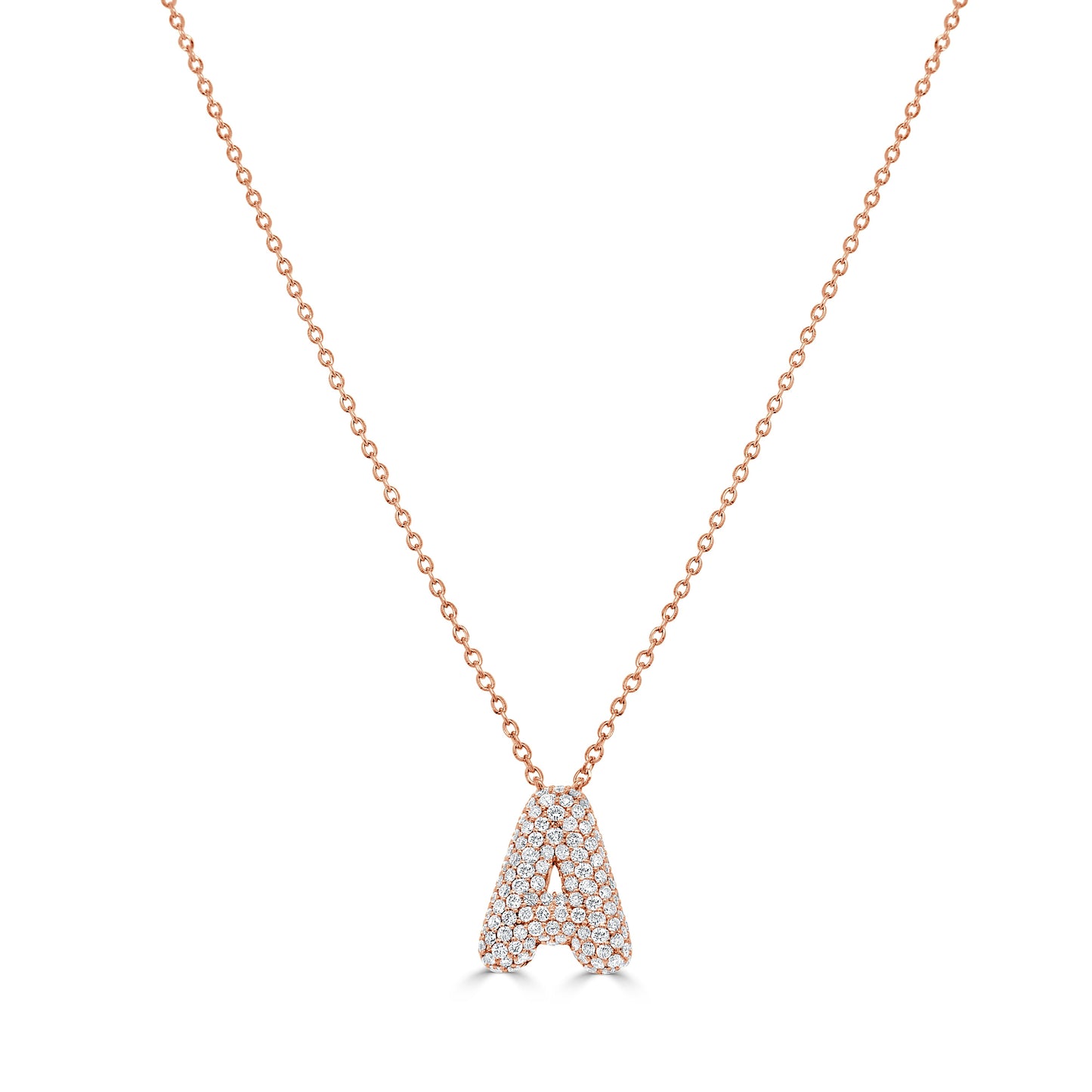 14K Gold Pave Diamond Initial Necklace - 0.51ct