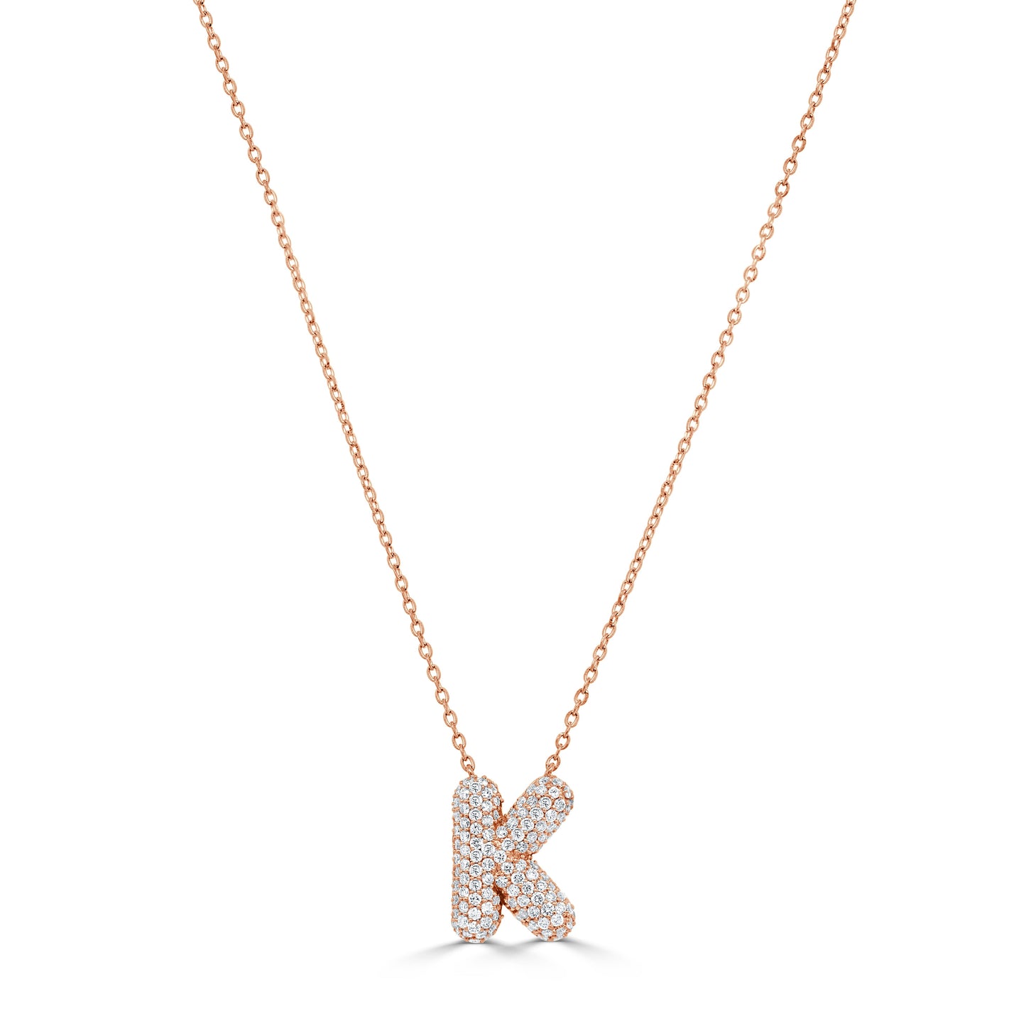 14K Gold Pave Diamond Initial Necklace - 0.50
