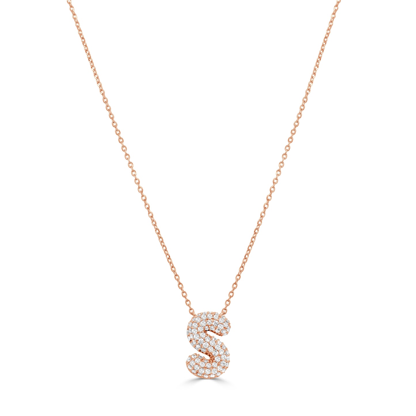 14K Gold Pave Diamond Initial Necklace - 0.44ct