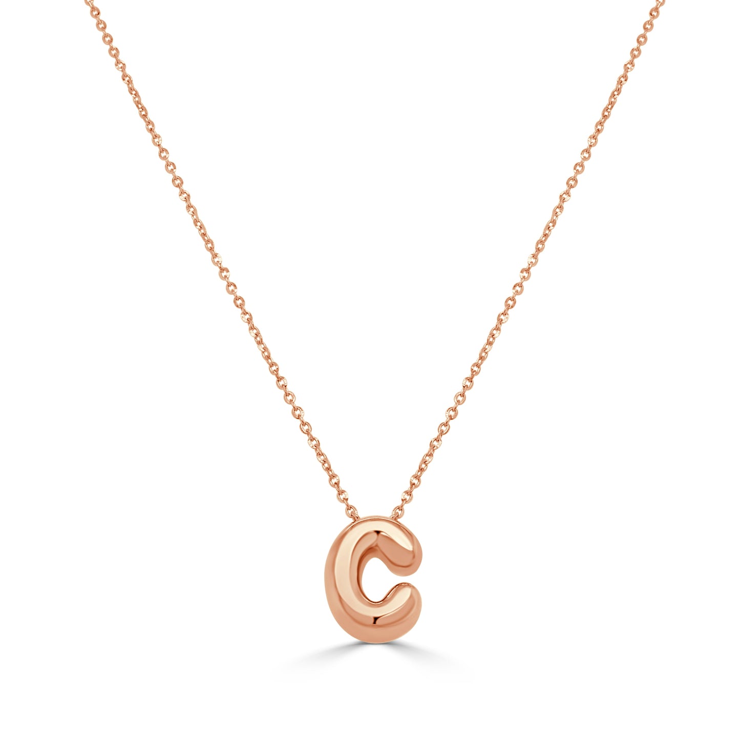 14K Gold Bubble Initial Necklace