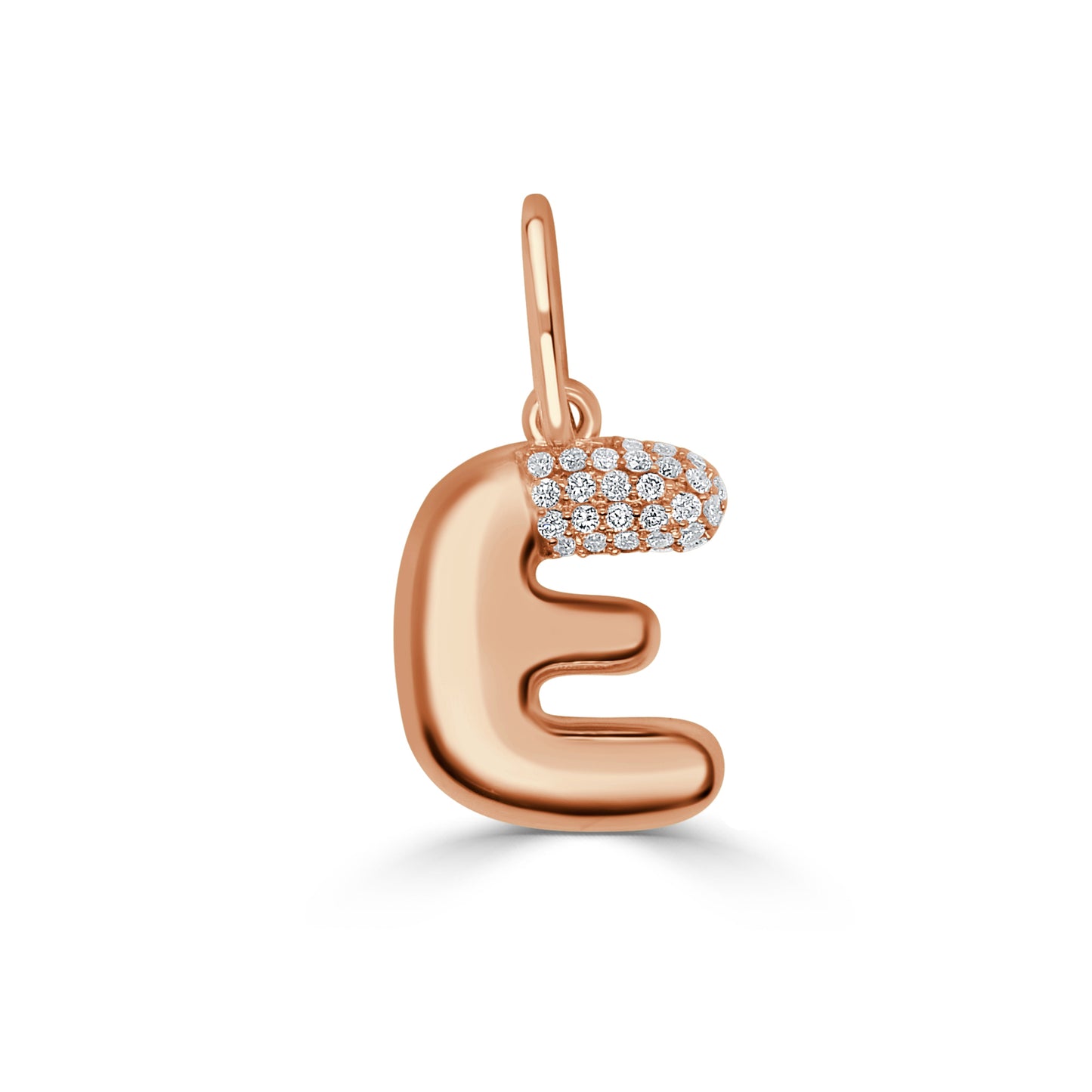 14K Gold & Diamond Asymmetric Bubble Initial Charm - 0.11ct