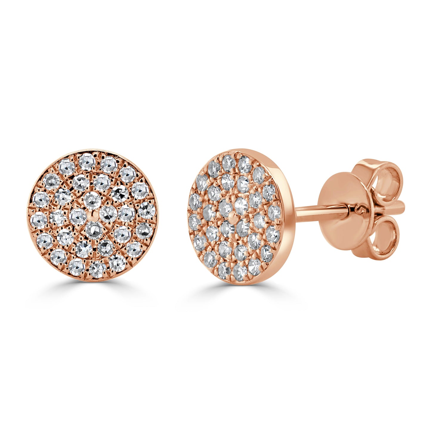 14k Gold & Diamond Disc Stud Earrings - 0.17ct
