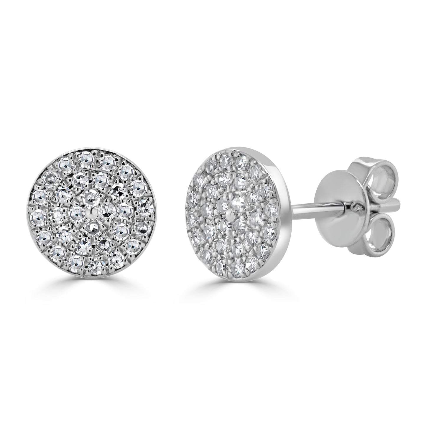 14k Gold & Diamond Disc Stud Earrings - 0.17ct