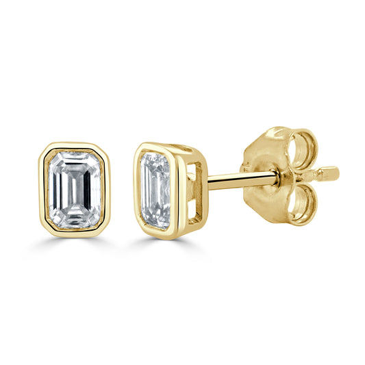 14K Gold & Emerald-Cut Diamond Stud Earrings - 0.49ct