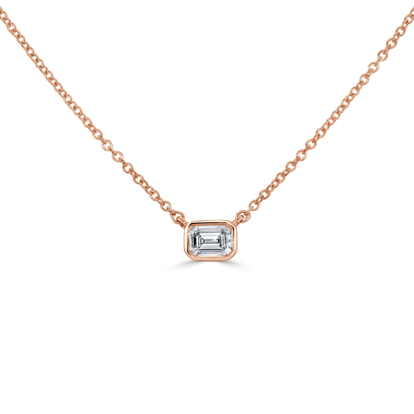 14K Gold & Emerald-Cut Diamond Pendant - 0.25ct