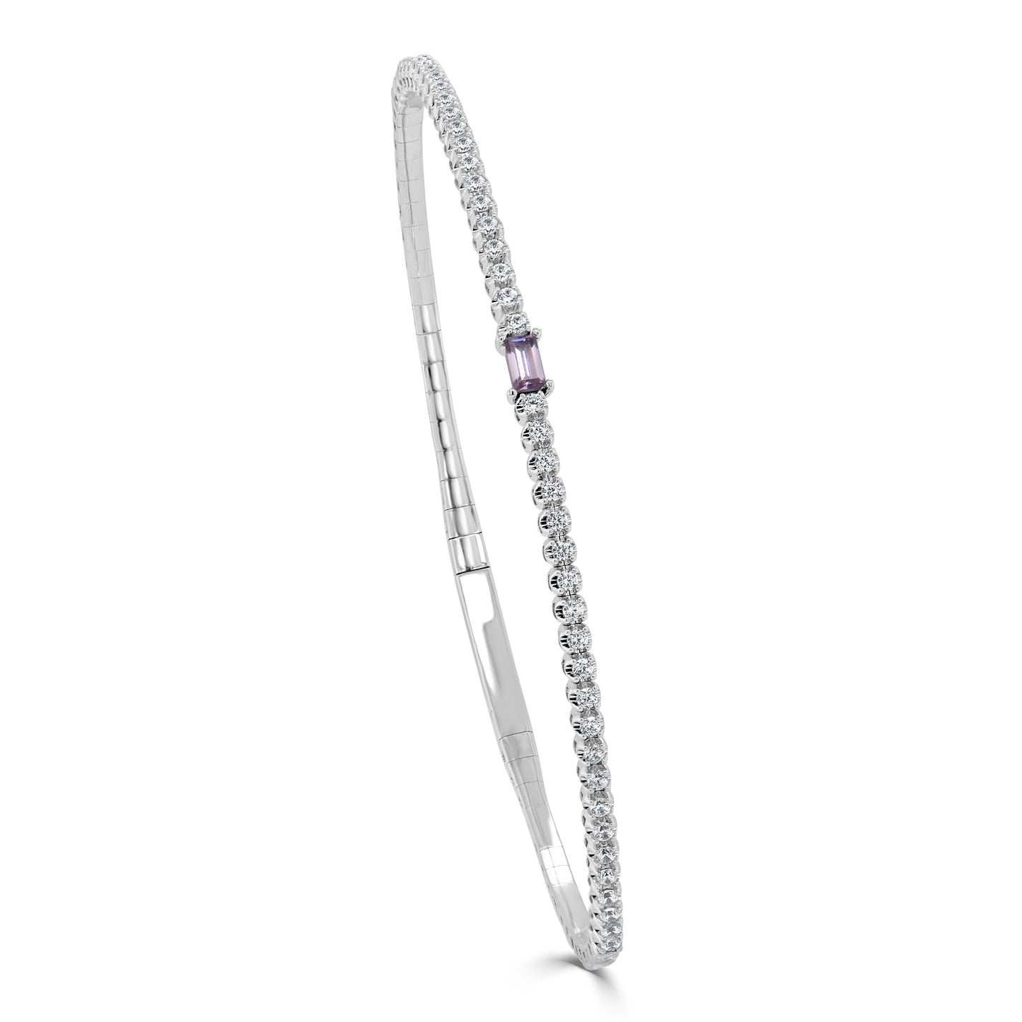 14K Gold Birthstone & Diamond Flexible Bangle - 0.54ct