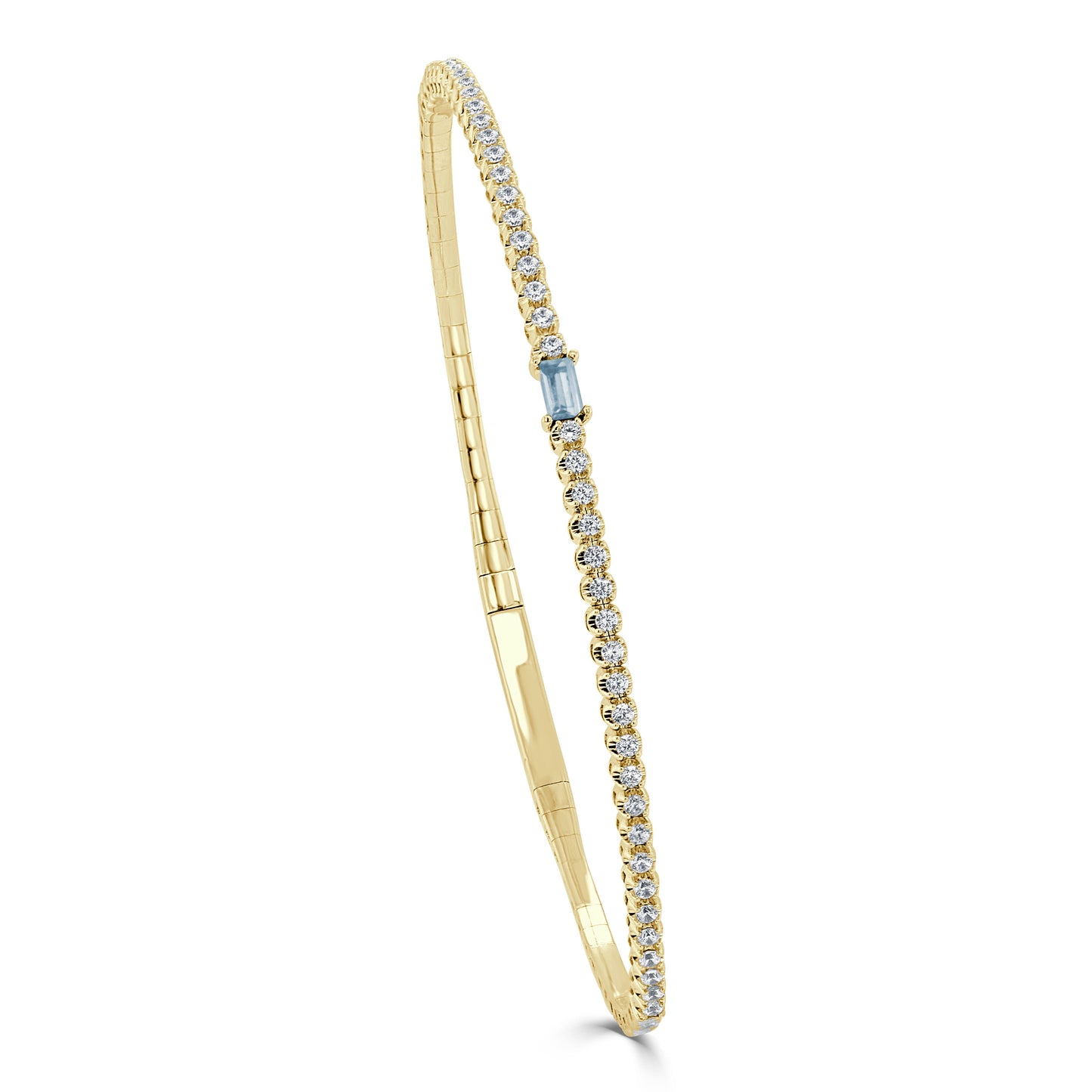 14K Gold Birthstone & Diamond Flexible Bangle - 0.54ct
