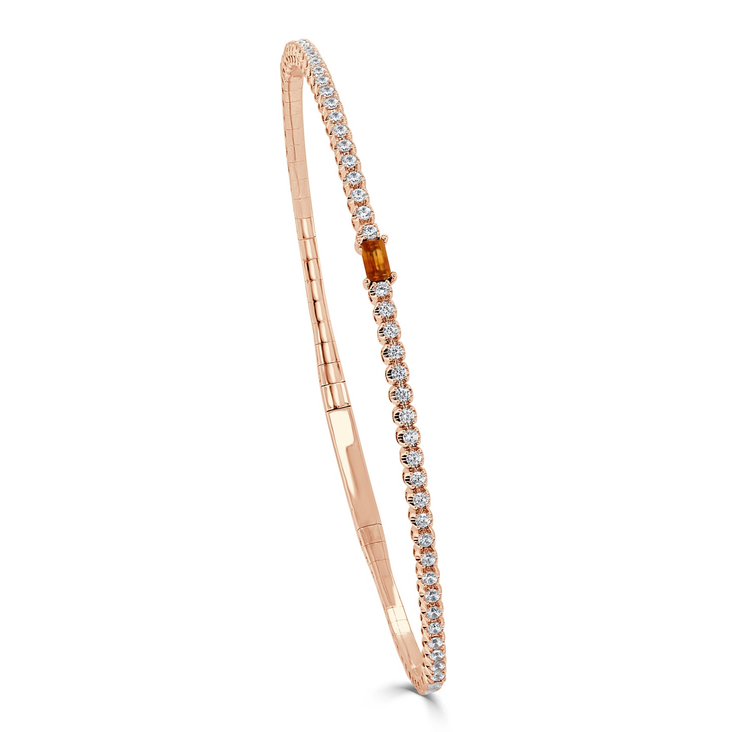 14K Gold Birthstone & Diamond Flexible Bangle - 0.54ct