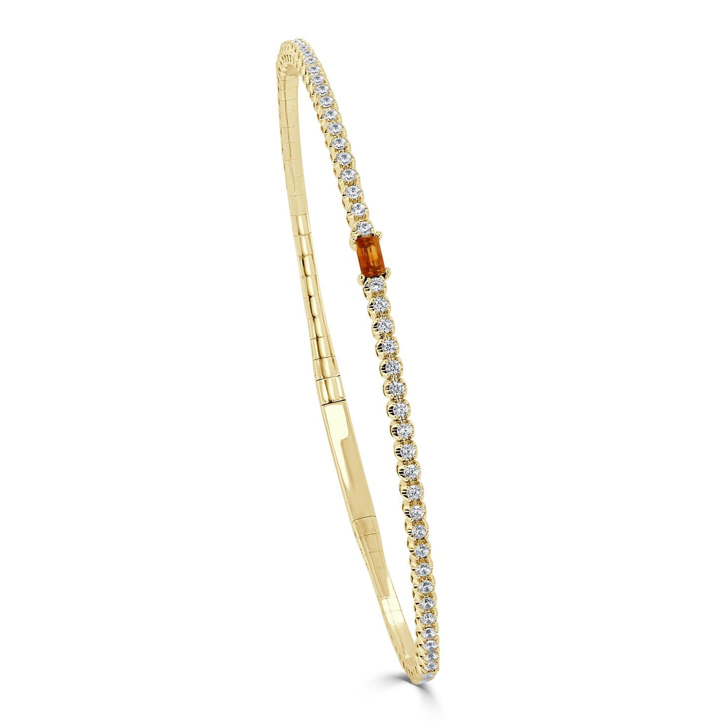 14K Gold Birthstone & Diamond Flexible Bangle - 0.54ct