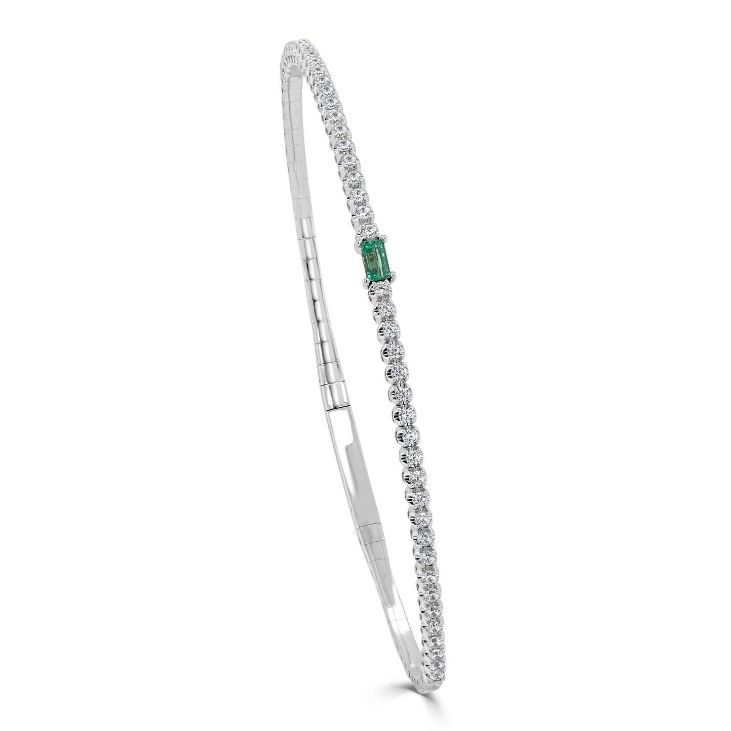 14K Gold Birthstone & Diamond Flexible Bangle - 0.54ct