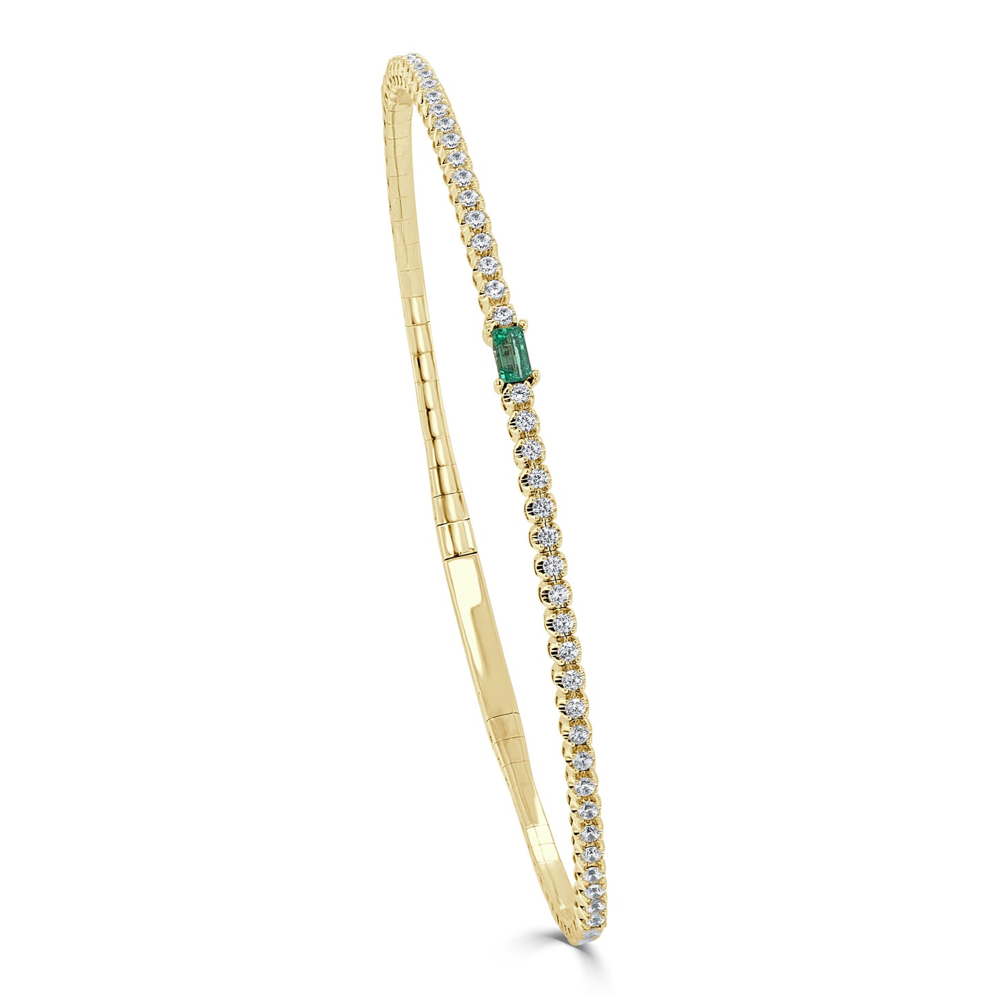 14K Gold Birthstone & Diamond Flexible Bangle - 0.54ct