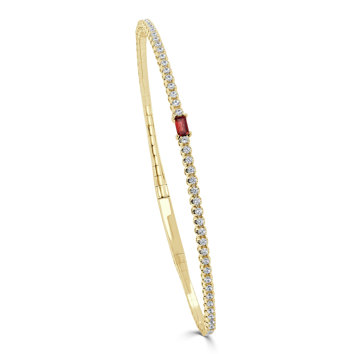 14K Gold Birthstone & Diamond Flexible Bangle - 0.54ct