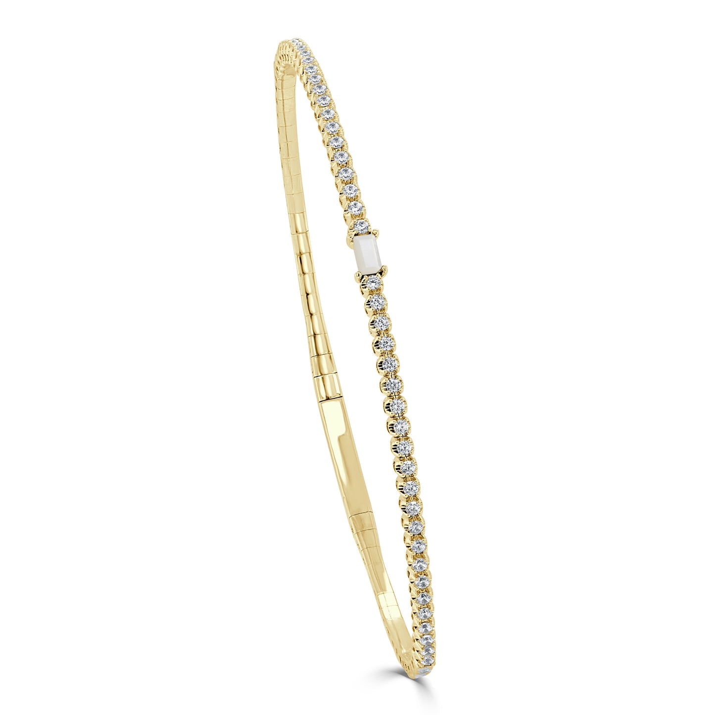 14K Gold Birthstone & Diamond Flexible Bangle - 0.54ct