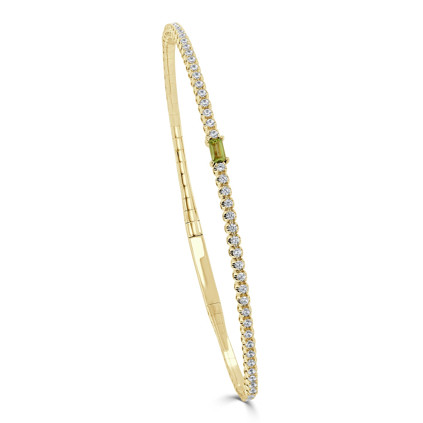 14K Gold Birthstone & Diamond Flexible Bangle - 0.54ct