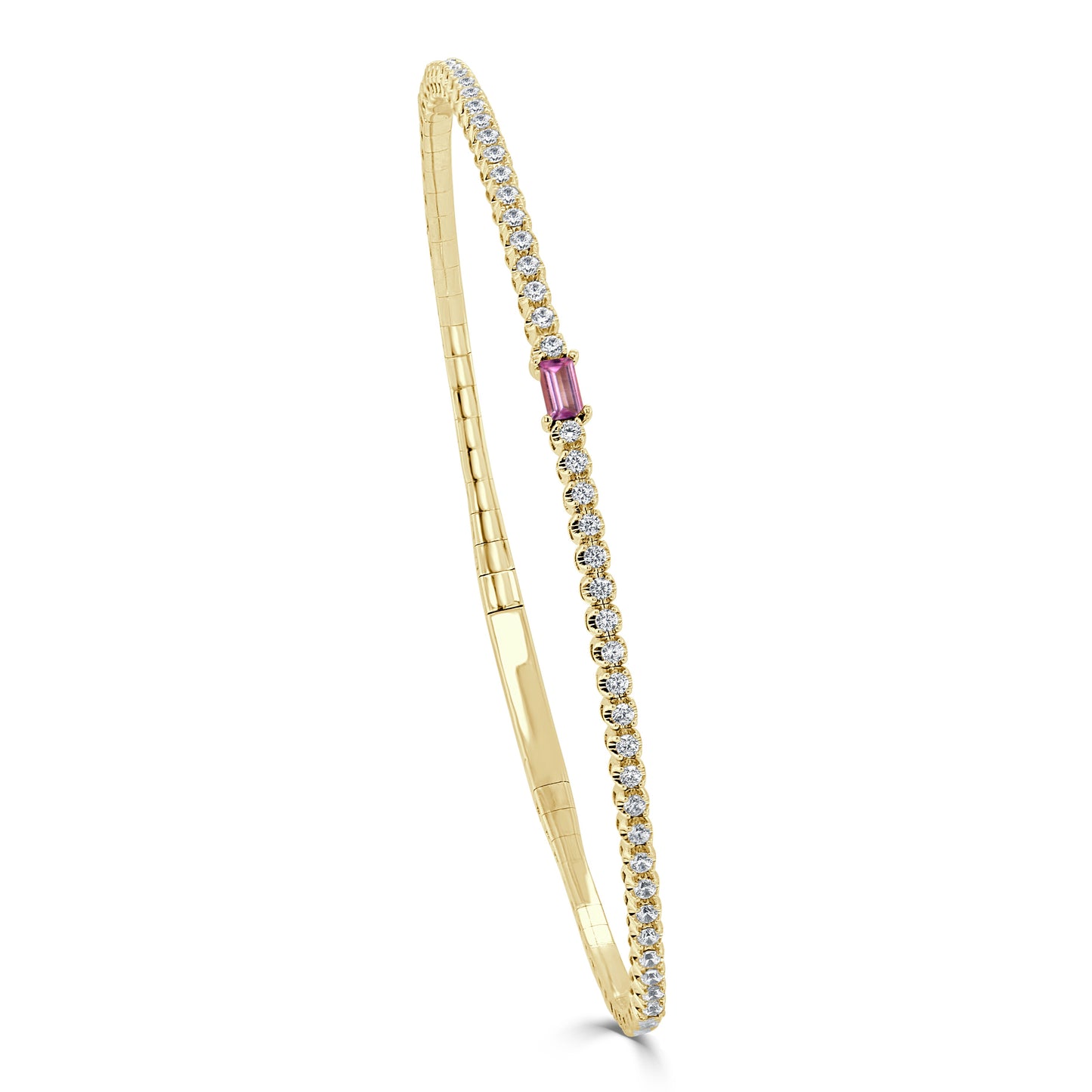 14K Gold Birthstone & Diamond Flexible Bangle - 0.54ct