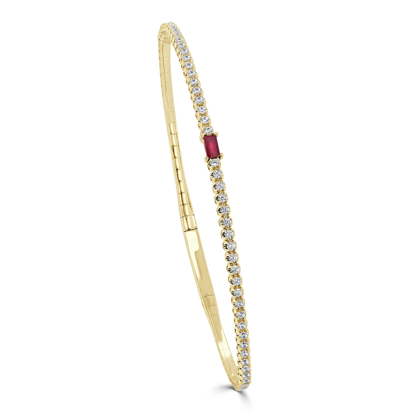 14K Gold Birthstone & Diamond Flexible Bangle - 0.54ct