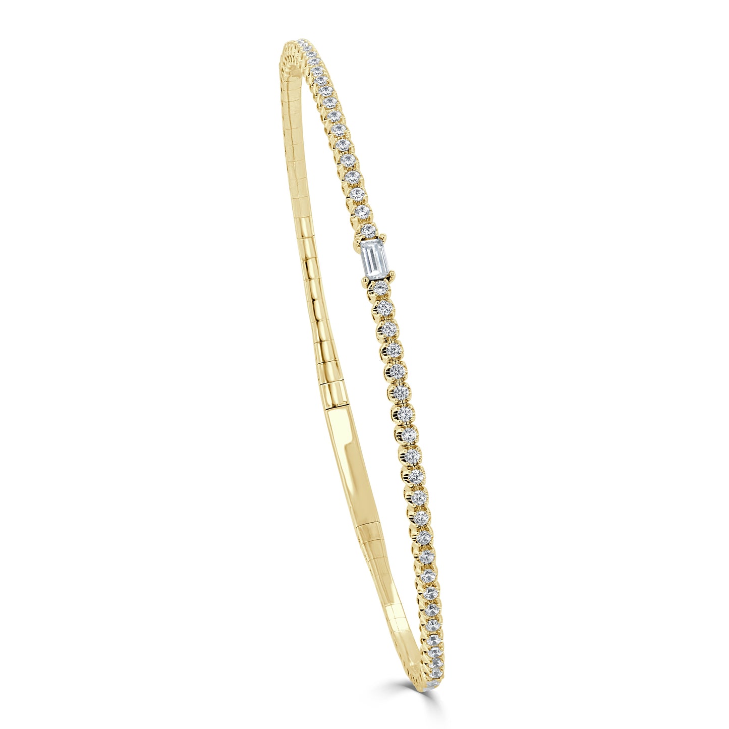 14K Gold Birthstone & Diamond Flexible Bangle - 0.54ct