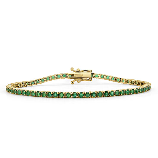 14k Gold & Green Emerald Tennis Bracelet -4.00ct