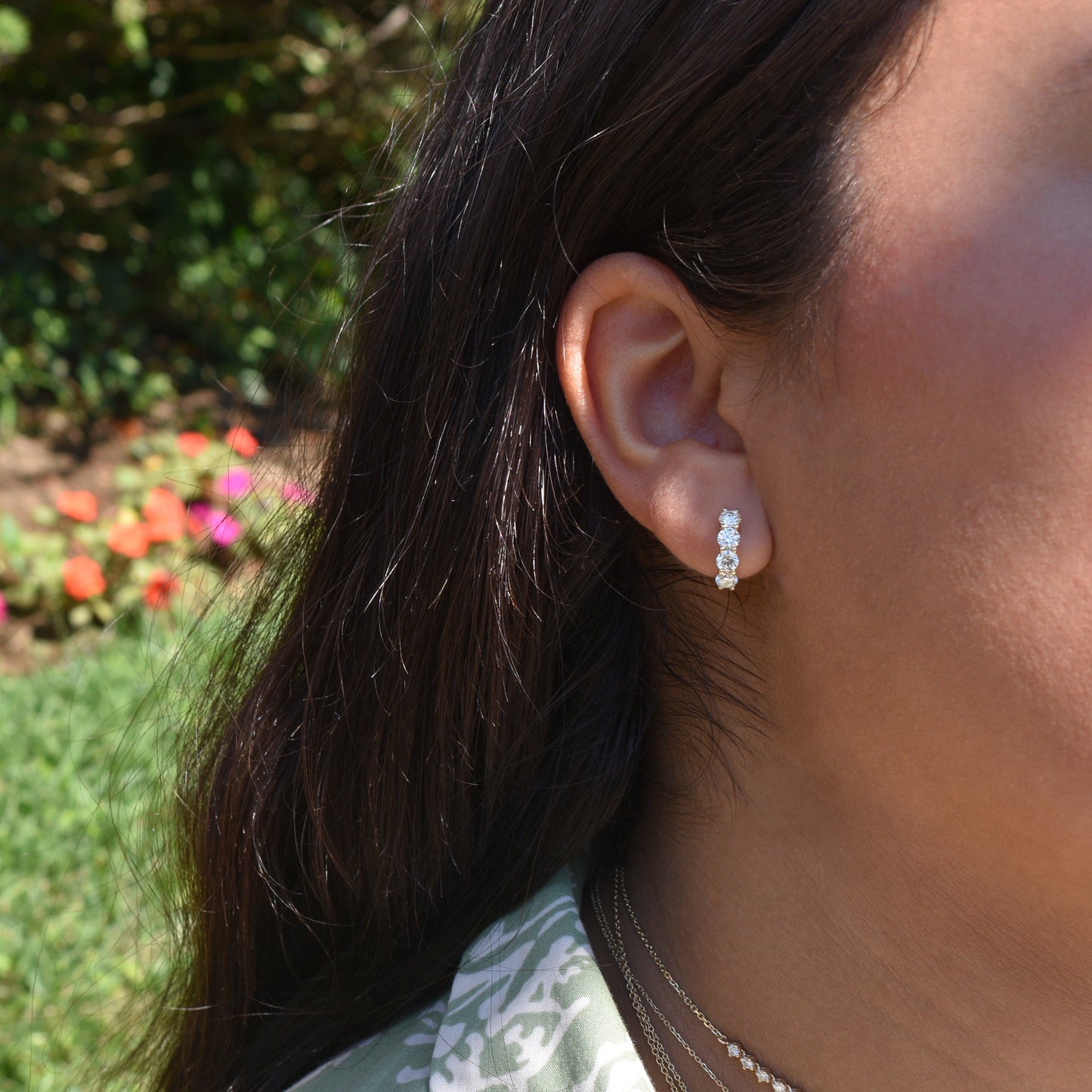 14k Gold & Diamond Huggie Earrings- 1.48 ct.