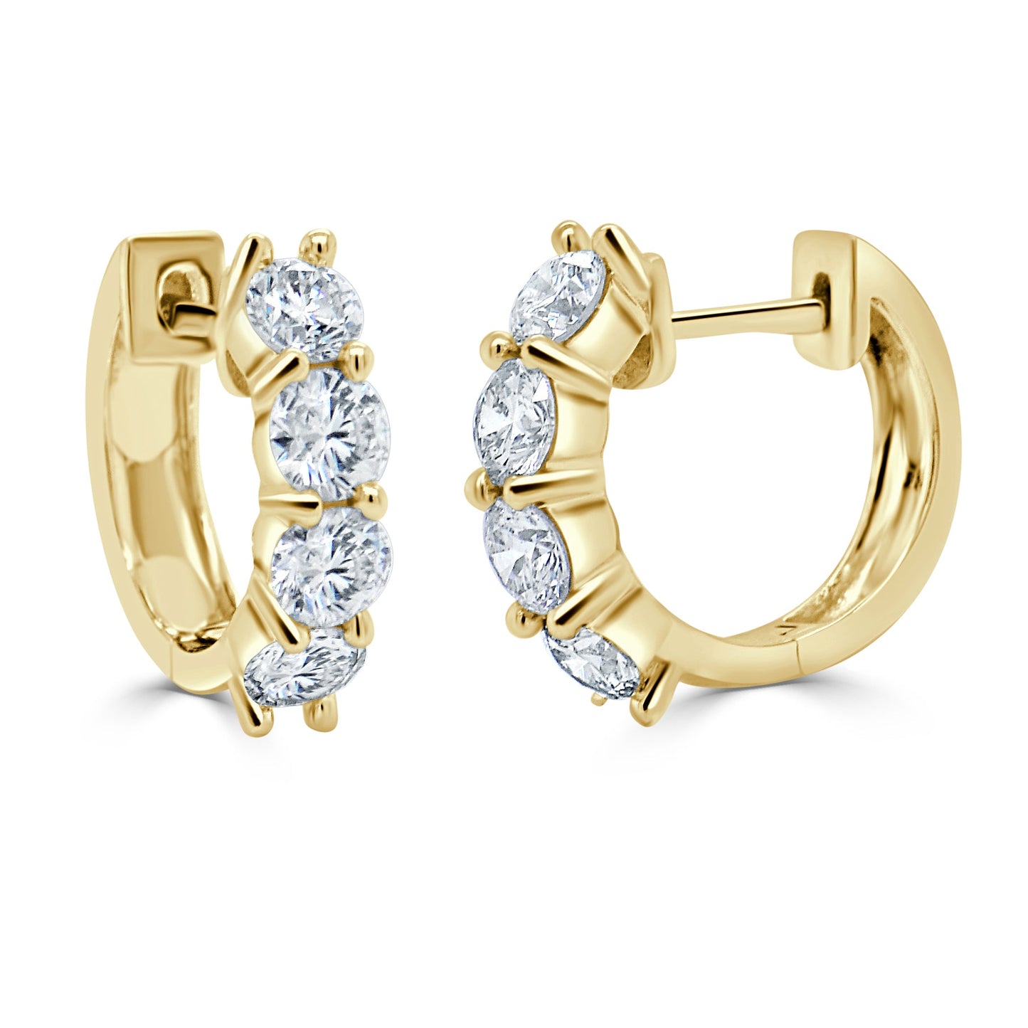14k Gold & Diamond Huggie Earrings- 1.48 ct.