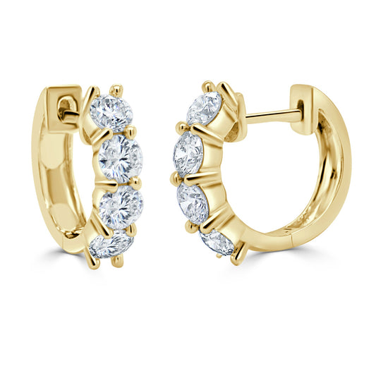 14k Gold & Diamond Huggie Earrings- 1.48 ct.