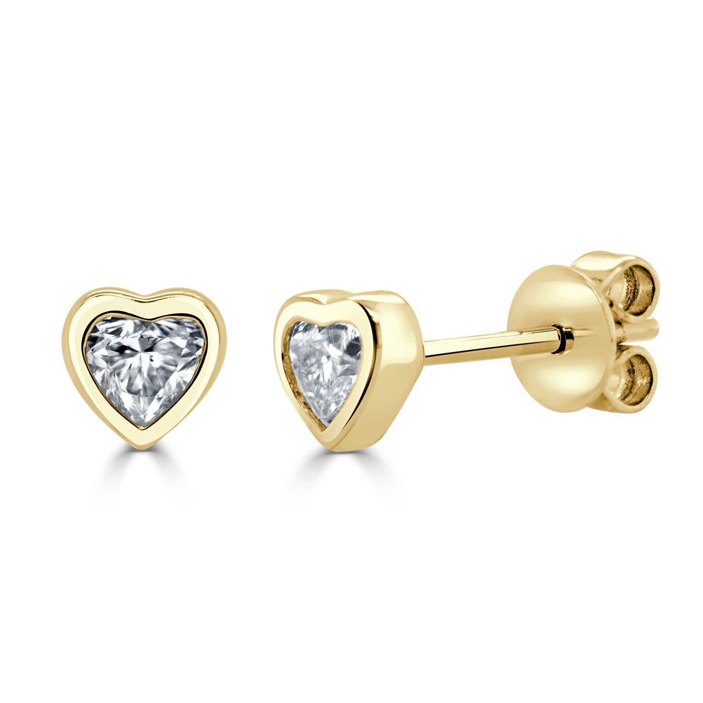 14k Gold Bezel Heat Shape Diamond Studs - 0.38ct