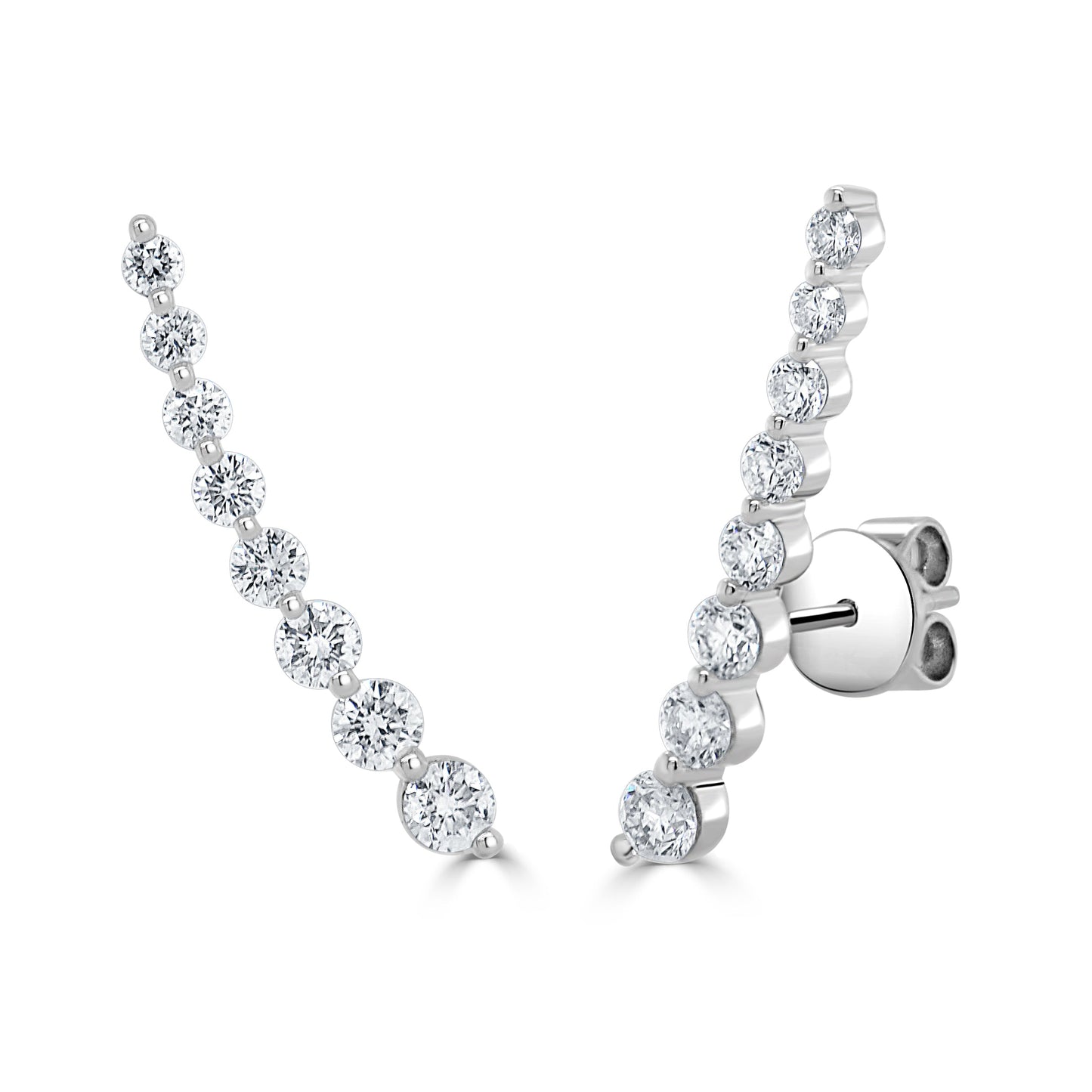 14K Gold & Diamond Ear Climber Earrings - 0.98ct