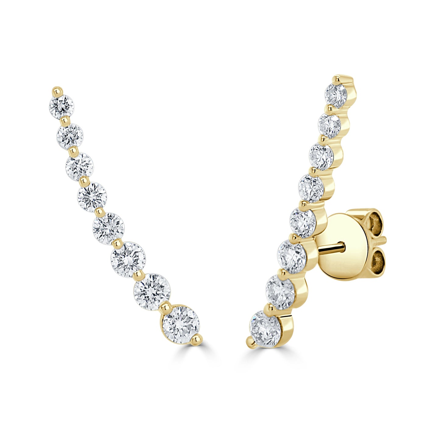 14K Gold & Diamond Ear Climber Earrings - 0.98ct