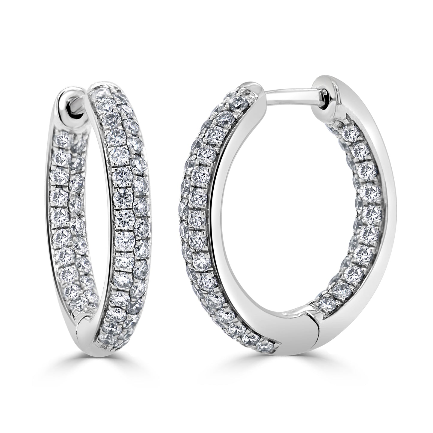 14k Gold & Diamond Pave Hoop Earrings - 1.00ct