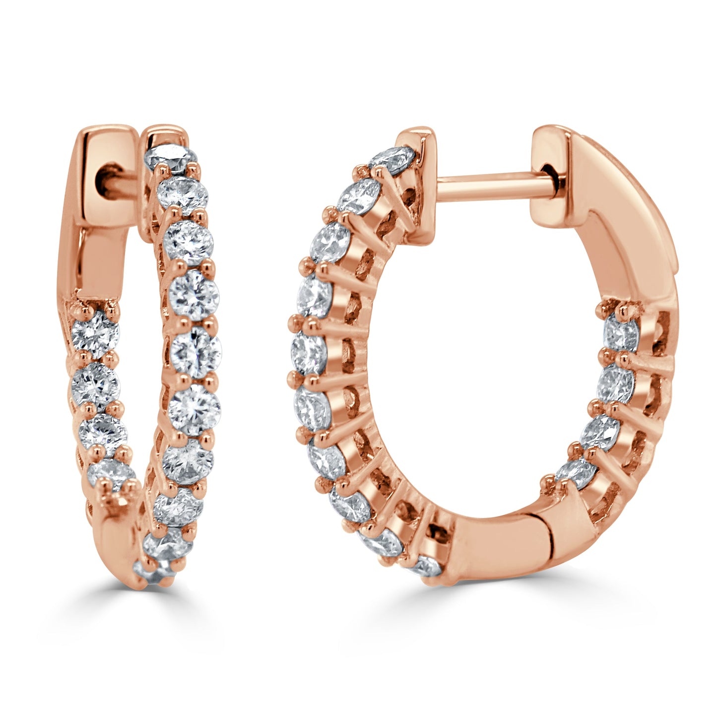 14k Gold & Diamond Hoop Earrings- 0.50 ct.