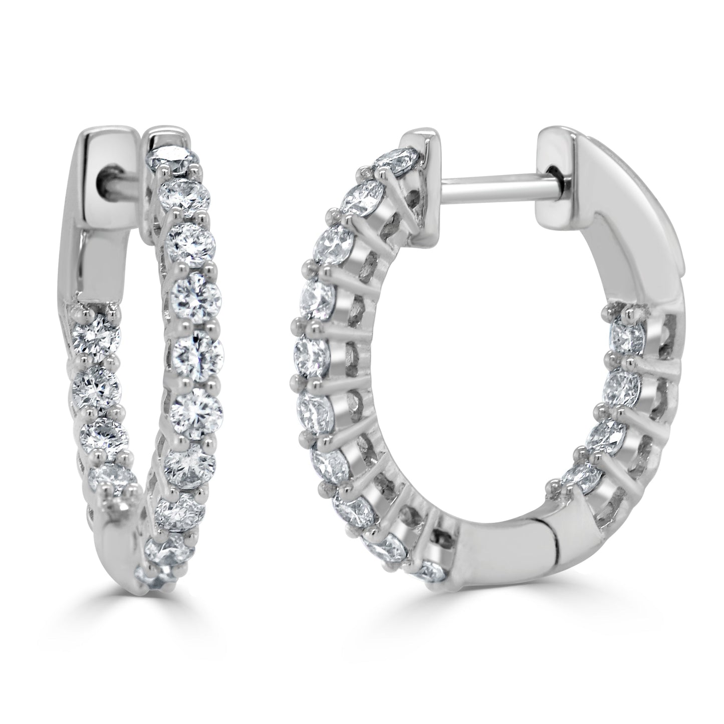 14k Gold & Diamond Hoop Earrings- 0.50 ct.