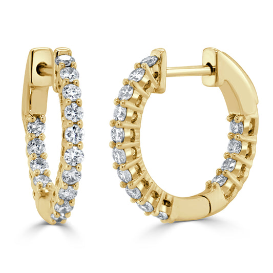 14k Gold & Diamond Hoop Earrings- 0.50 ct.