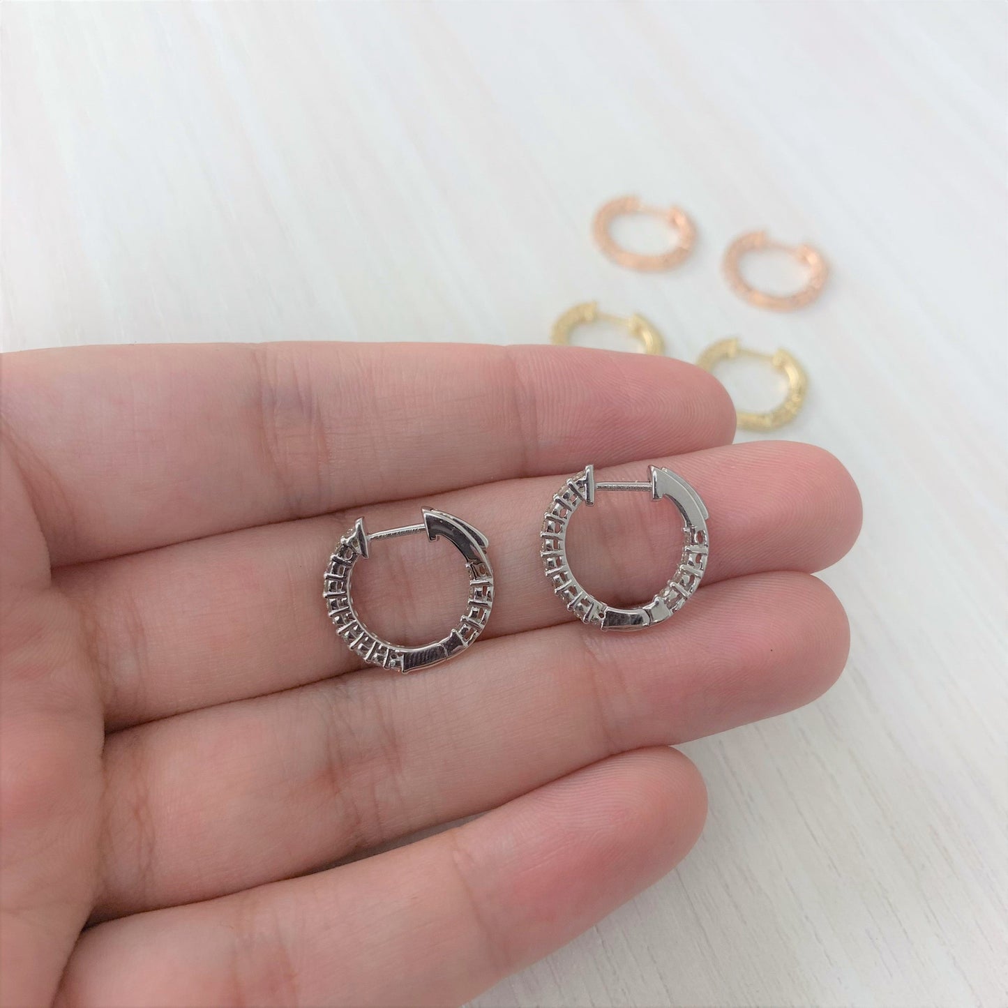14k Gold & Diamond Hoop Earrings- 0.50 ct.
