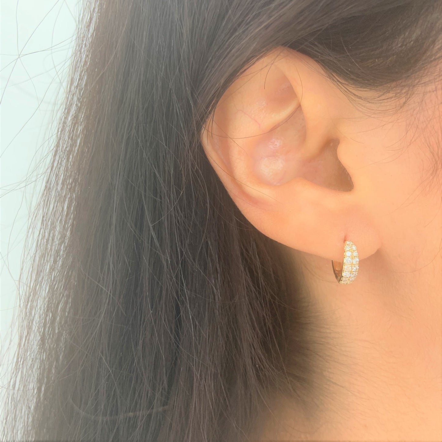 14k Gold & Diamond Huggie Earrings- 0.39ct.