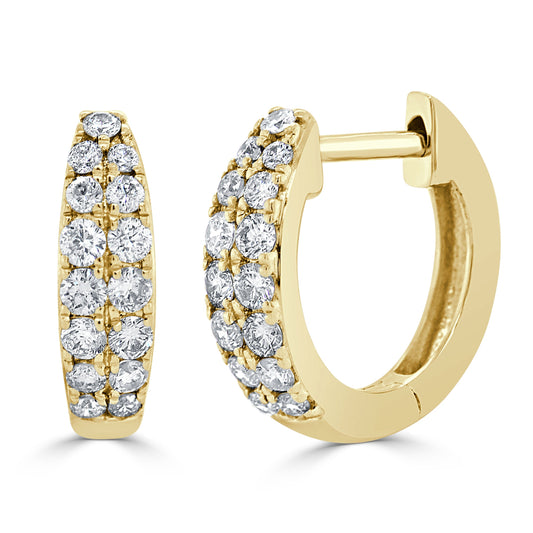14k Gold & Diamond Huggie Earrings- 0.39ct.