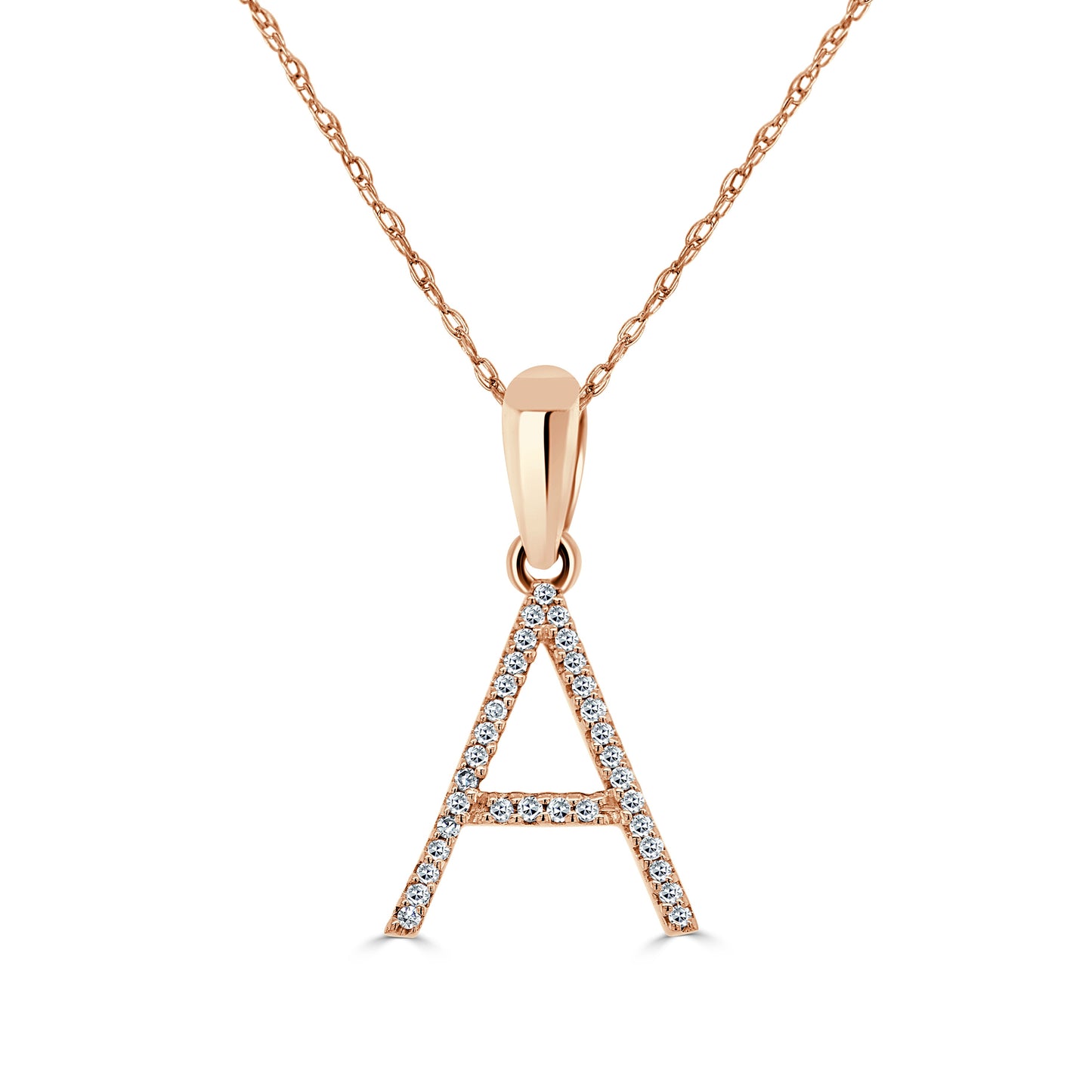 14k Rose Gold & Diamond Initial Necklace
