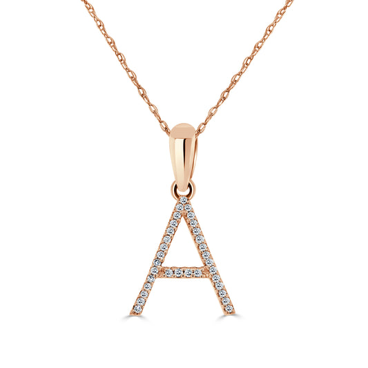 14k Rose Gold & Diamond Initial Necklace