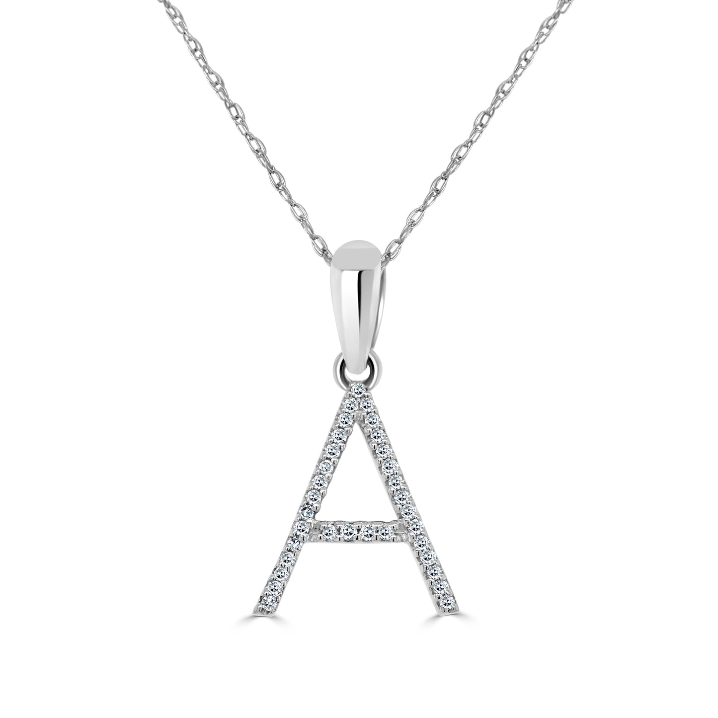 14k White Gold & Diamond Initial Necklace